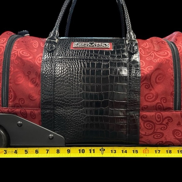 Brighton Handbags - Brighton Red and Black Duffel Bag with Textured Leather